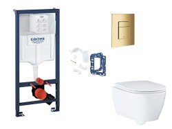 GROHE - Rapid SL Set predstenovej inštalácie, klozetu, dosky SoftClose, tlačidla Skate Cosmopolitan a súpravy na vhadzovanie tabliet, Cool Sunrise (SANI11BB4163)
