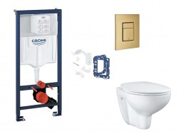 GROHE - Rapid SL Set predstenovej inštalácie, klozetu, dosky SoftClose, tlačidla Skate Cosmopolitan a súpravy na vhadzovanie tabliet, kefovaný Cool Sunrise (SANI11BB4153)
