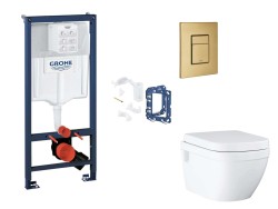 GROHE - Rapid SL Set predstenovej inštalácie, klozetu, dosky SoftClose, tlačidla Skate Cosmopolitan a súpravy na vhadzovanie tabliet, kefovaný Cool Sunrise (SANI11BB4159)