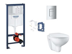 GROHE - Rapid SL Set predstenovej inštalácie, klozetu, dosky SoftClose, tlačidla Skate Cosmopolitan a súpravy na vhadzovanie tabliet, matný chróm (SANI11BB2134)