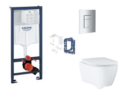GROHE - Rapid SL Set predstenovej inštalácie, klozetu, dosky SoftClose, tlačidla Skate Cosmopolitan a súpravy na vhadzovanie tabliet, matný chróm (SANI11BB2140)