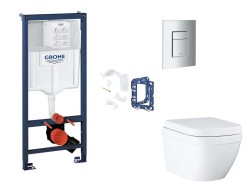 GROHE - Rapid SL Set predstenovej inštalácie, klozetu, dosky SoftClose, tlačidla Skate Cosmopolitan a súpravy na vhadzovanie tabliet, Triple Vortex, matný chróm (SANI11BB2136)