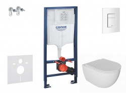 GROHE - Rapid SL Set predstenovej inštalácie, klozetu Oudee a dosky softclose, tlačidlo Skate Cosmopolitan, alpská biela (SANI11BA3101)