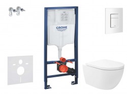 GROHE - Rapid SL Set predstenovej inštalácie, klozetu Oudee Vortex a dosky softclose, tlačidlo Skate Cosmopolitan, alpská biela (SANI11BA3108)