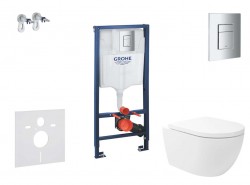 GROHE - Rapid SL Set predstenovej inštalácie, klozetu Oudee Vortex a dosky softclose, tlačidlo Skate Cosmopolitan, chróm (SANI11BA3107)