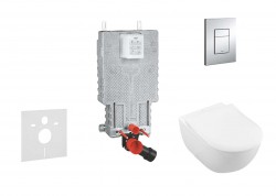 GROHE - Uniset Set predstenovej inštalácie, klozetu a sedadla Subway 2.0, DirectFlush, SoftClose, CeramicPlus a tlačidla Skate Cosmo, chróm (38643SET-KI)