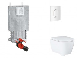 GROHE - Uniset Set predstenovej inštalácie, klozetu, dosky SoftClose a tlačidla Arena Cosmopolitan, alpská biela (SANI15BB3114)