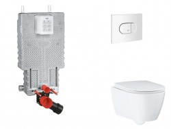 GROHE - Uniset Set predstenovej inštalácie, klozetu, dosky SoftClose a tlačidla Arena Cosmopolitan, alpská biela (SANI15BB3116)
