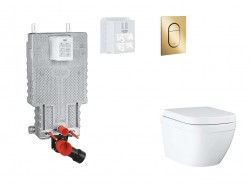 GROHE - Uniset Set predstenovej inštalácie, klozetu, dosky SoftClose a tlačidla Arena Cosmopolitan S, Triple Vortex, Cool Sunrise (SANI15BB4110)
