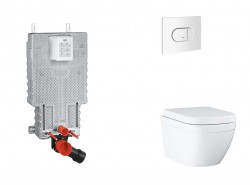 GROHE - Uniset Set predstenovej inštalácie, klozetu, dosky SoftClose a tlačidla Arena Cosmopolitan, Triple Vortex, alpská biela (SANI15BB3108)