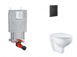 GROHE - Uniset Set predstenovej inštalácie, klozetu, dosky SoftClose a tlačidla Even, phantom black (SANI15BB5101)