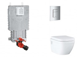 GROHE - Uniset Set predstenovej inštalácie, klozetu, dosky SoftClose a tlačidla Skate Cosmopolitan, chróm (SANI15BB2107)