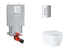 GROHE - Uniset Set predstenovej inštalácie, klozetu, dosky SoftClose a tlačidla Skate Cosmopolitan, chróm (SANI15BB2110)