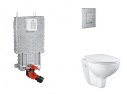 GROHE - Uniset Set predstenovej inštalácie, klozetu, dosky SoftClose a tlačidla Skate Cosmopolitan, kefovaná nerezová oceľ (SANI15BB2103)