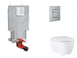 GROHE - Uniset Set predstenovej inštalácie, klozetu, dosky SoftClose a tlačidla Skate Cosmopolitan, kefovaná nerezová oceľ (SANI15BB2112)