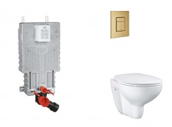 GROHE - Uniset Set predstenovej inštalácie, klozetu, dosky SoftClose a tlačidla Skate Cosmopolitan, kefovaný Cool Sunrise (SANI15BB4101)