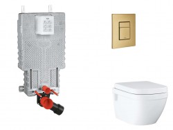 GROHE - Uniset Set predstenovej inštalácie, klozetu, dosky SoftClose a tlačidla Skate Cosmopolitan, kefovaný Cool Sunrise (SANI15BB4111)