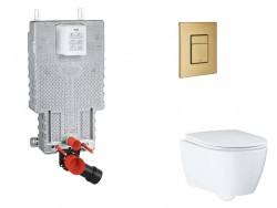 GROHE - Uniset Set predstenovej inštalácie, klozetu, dosky SoftClose a tlačidla Skate Cosmopolitan, kefovaný Cool Sunrise (SANI15BB4116)