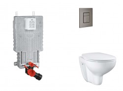 GROHE - Uniset Set predstenovej inštalácie, klozetu, dosky SoftClose a tlačidla Skate Cosmopolitan, kefovaný Hard Graphite (SANI15BB5102)