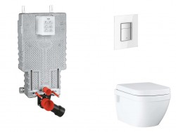 GROHE - Uniset Set predstenovej inštalácie, klozetu, dosky SoftClose a tlačidla Skate Cosmopolitan, Moon White (SANI15BB3111)