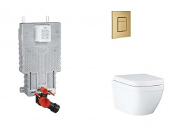 GROHE - Uniset Set predstenovej inštalácie, klozetu, dosky SoftClose a tlačidla Skate Cosmopolitan, Triple Vortex, kefovaný Cool Sunrise (SANI15BB4106)