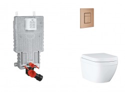 GROHE - Uniset Set predstenovej inštalácie, klozetu, dosky SoftClose a tlačidla Skate Cosmopolitan, Triple Vortex, kefovaný Warm Sunset (SANI15BB4108)