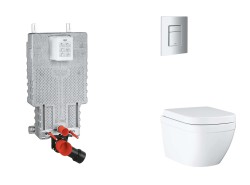 GROHE - Uniset Set predstenovej inštalácie, klozetu, dosky SoftClose a tlačidla Skate Cosmopolitan, Triple Vortex, matný chróm (SANI15BB2105)