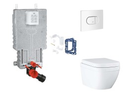 GROHE - Uniset Set predstenovej inštalácie, klozetu, dosky SoftClose, tlačidla Arena Cosmopolitan a súpravy na vhadzovanie tabliet, Triple Vortex, alpská biela (SANI15BB3122)