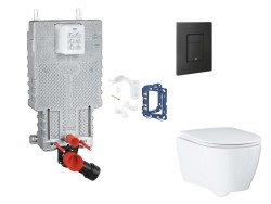 GROHE - Uniset Set predstenovej inštalácie, klozetu, dosky SoftClose, tlačidla Even a súpravy na vhadzovanie tabliet, phantom black (SANI15BB5119)