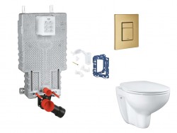 GROHE - Uniset Set predstenovej inštalácie, klozetu, dosky SoftClose, tlačidla Skate Cosmopolitan a súpravy na vhadzovanie tabliet, kefovaný Cool Sunrise (SANI15BB4121)