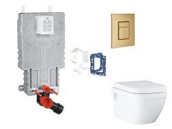 GROHE - Uniset Set predstenovej inštalácie, klozetu, dosky SoftClose, tlačidla Skate Cosmopolitan a súpravy na vhadzovanie tabliet, kefovaný Cool Sunrise (SANI15BB4127)