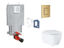 GROHE - Uniset Set predstenovej inštalácie, klozetu, dosky SoftClose, tlačidla Skate Cosmopolitan a súpravy na vhadzovanie tabliet, kefovaný Cool Sunrise (SANI15BB4130)