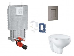 GROHE - Uniset Set predstenovej inštalácie, klozetu, dosky SoftClose, tlačidla Skate Cosmopolitan a súpravy na vhadzovanie tabliet, kefovaný Hard Graphite (SANI15BB5114)
