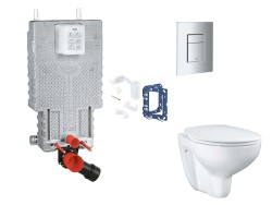 GROHE - Uniset Set predstenovej inštalácie, klozetu, dosky SoftClose, tlačidla Skate Cosmopolitan a súpravy na vhadzovanie tabliet, matný chróm (SANI15BB2114)