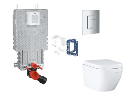 GROHE - Uniset Set predstenovej inštalácie, klozetu, dosky SoftClose, tlačidla Skate Cosmopolitan a súpravy na vhadzovanie tabliet, Triple Vortex, matný chróm (SANI15BB2116)