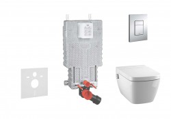 GROHE - Uniset Súprava predstenovej inštalácie, sprchovacej toalety a dosky Tece, tlačidla Skate Cosmo, Rimless, SoftClose, chróm (38643SET-KT)