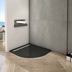 H K - BLACK STAR sprchová vanička z liateho mramoru, štvrťkruh, 80x80x3 cm (SE-BLACKSTAR88RSET)