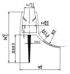 H K - Spodné tesniace lišty na dvere (odkvapnička) pre sériu Space na sklo 6mm, dĺžka 1000mm (309D2B)