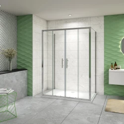H K - Sprchovací kút do U SYMPHONY D4 120 × 80 × 80 s posuvnými dverami – chróm (SE-SYMPD41208080)