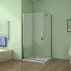 H K - Sprchovací kút SOLO B8 90x100x185 so zalamovacími dverami vrátane sprchovej vaničky z liateho mramoru (SE-SOLOB89010/THOR-10090)