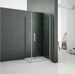 H K - Sprchovací kút SOLO D1 R101, 100x100x185 s dvoma jednokrídlovými dverami, rohový vstup vrátane sprchovej vaničky z liateho mramoru (SE-SOLOD1R101/THOR-100SQ)