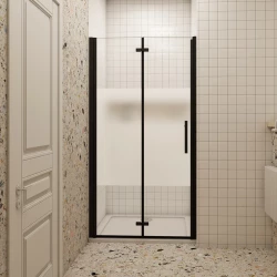 H K - Sprchové dvere MELODY BLACK LINE B8 110 zalamovacie, 110–112 × 195 (SE-MBLINEB8110SET)