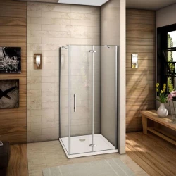 H K - Štvorcový sprchovací kút MELODY F5 90x90 cm s jednokrídlovými dverami s pevnou stenou vrátane sprchovej vaničky z liateho mramoru (SE-MELODYF59090/THOR-90SQ)