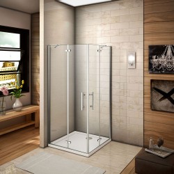 H K - Štvorcový sprchovací kút MELODY F5 R909, 90x90 cm s jednokrídlovými dverami, rohový vstup vrátane sprchovej vaničky z liateho mramoru (SE-MELODYF5R909/THOR-90SQ)
