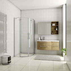 H K - Štvrťkruhový sprchovací kút MELODY S2 90x90 s dvojkrídlovými dverami, chróm, vrátane sprchovej vaničky z liateho mramoru (MELODYS290/THOR-90Q)
