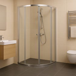 H K - Štvrťkruhový sprchovací kút PURE S4 90x90 s dvojdielnymi posuvnými dverami (PURES490)