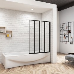 H K - Vaňová zástena päťdielna V5 90, čierna, číre sklo (SE-V590B)