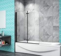 H K - Vaňová zástena S22 110x140 - dvojdielna sklopná, čierna, číre sklo (SE-S22-110B)