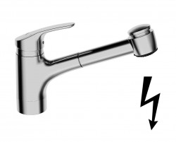 HANSA - Mix Páková drezová batéria s vyťahovacou spŕškou, na beztlakové ohrievače vody, chróm (01361183)