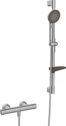 HANSA - Prisma Sprchový set s termostatom, 3 prúdy, brúsená oceľ (4813042180)